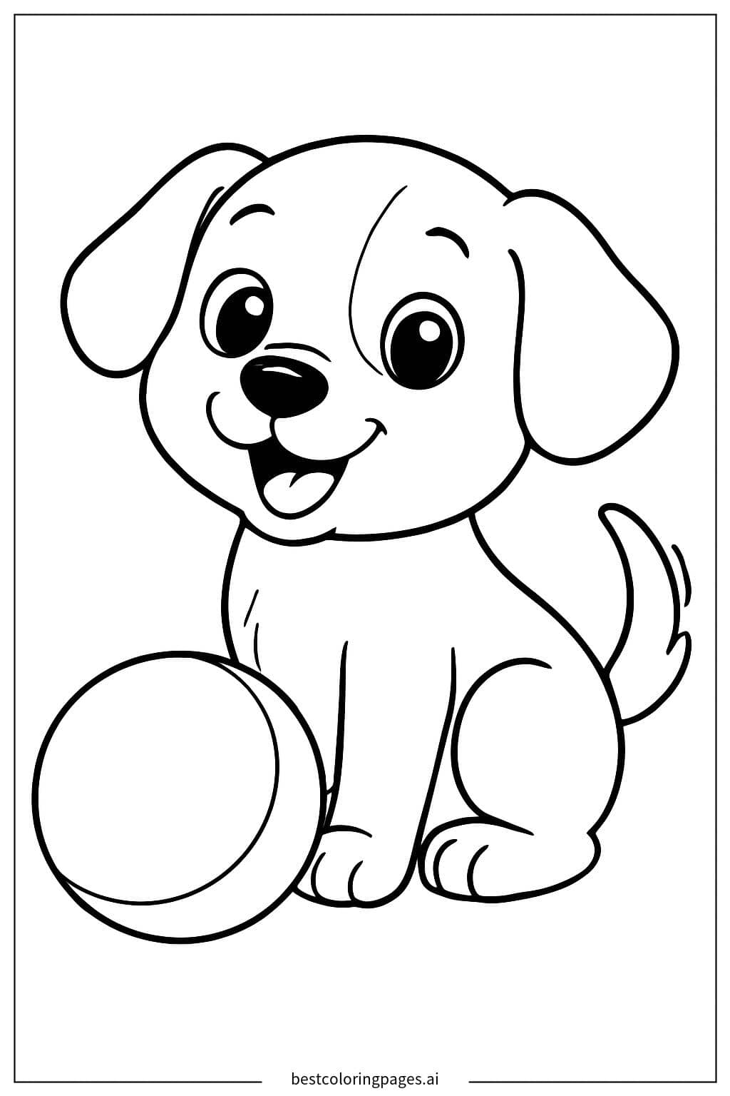 Playful Puppy with Ball Coloring Page