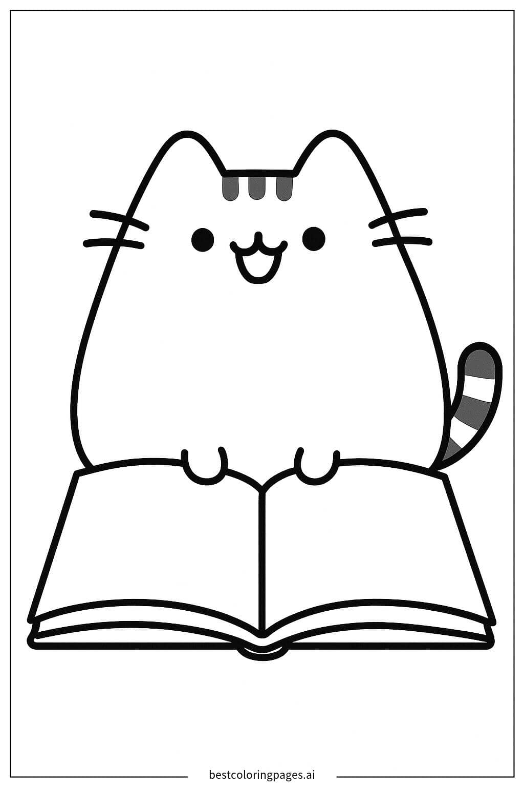 Pusheen读书 涂色页
