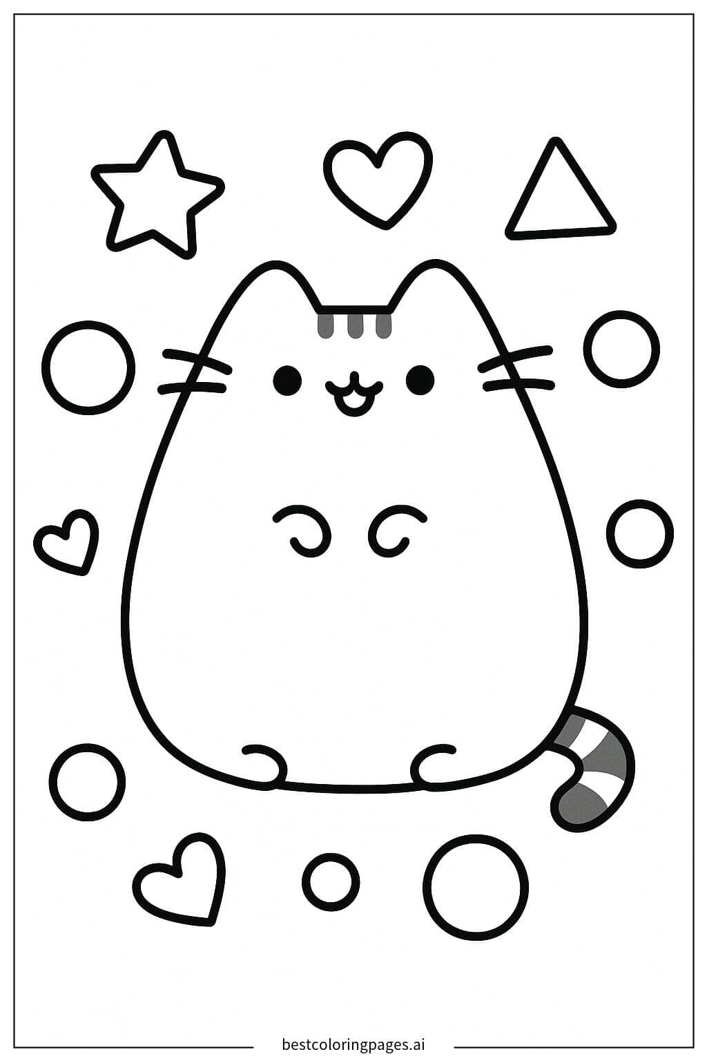 坐着的小胖猫 Pusheen 涂色页