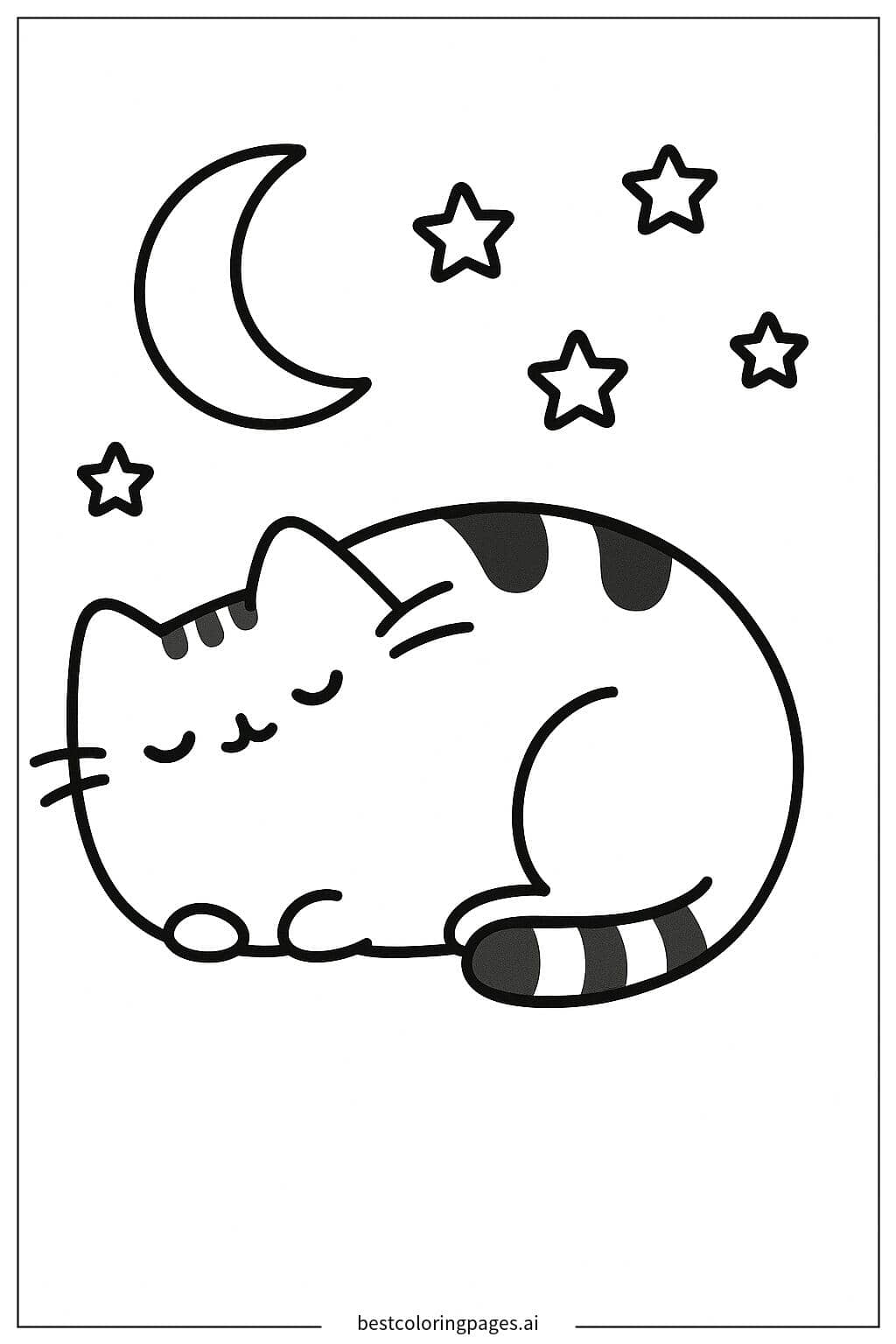 Pusheen 安详入睡 涂色页