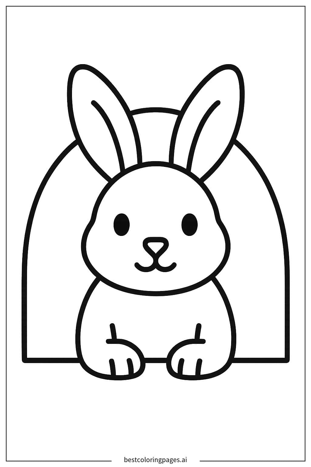 うさぎが巣穴から顔を出している のぬりえ