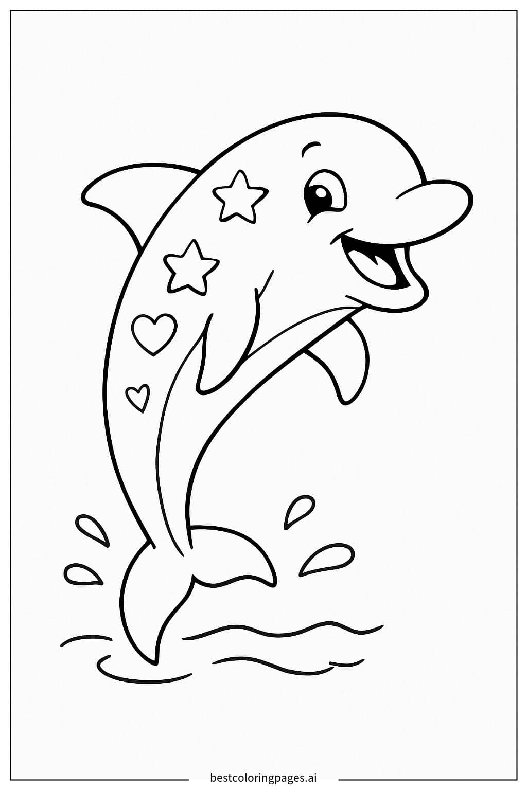 Rainbow Dolphin Jumping Coloring Page
