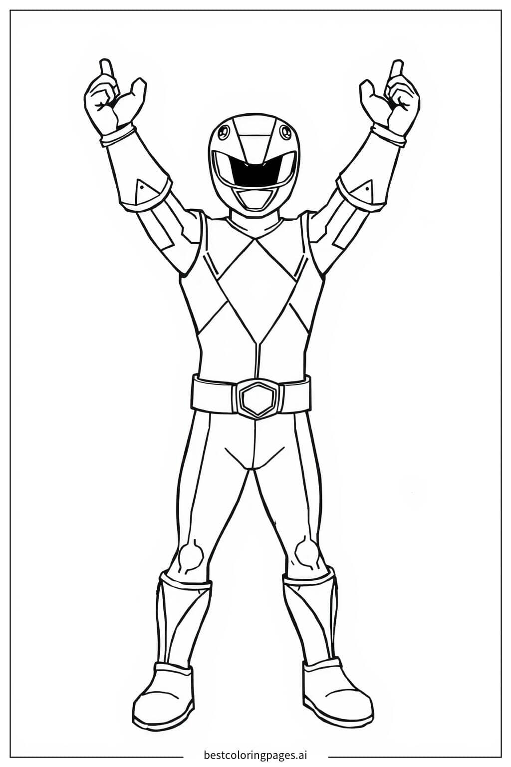 Desenhos de Ranger Vermelho em uma pose heroica para Colorir