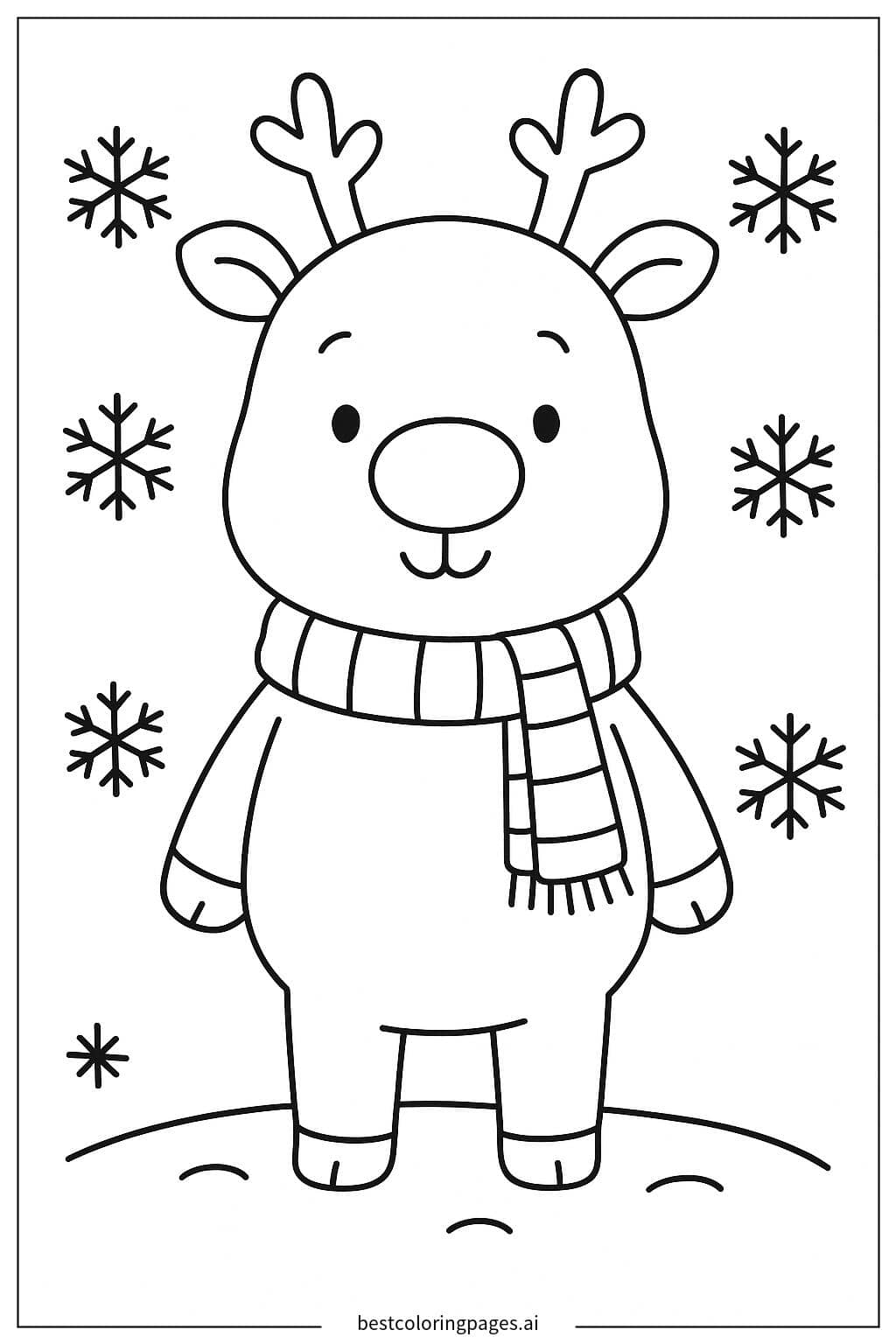 Desenhos de Rena em pé na neve para Colorir