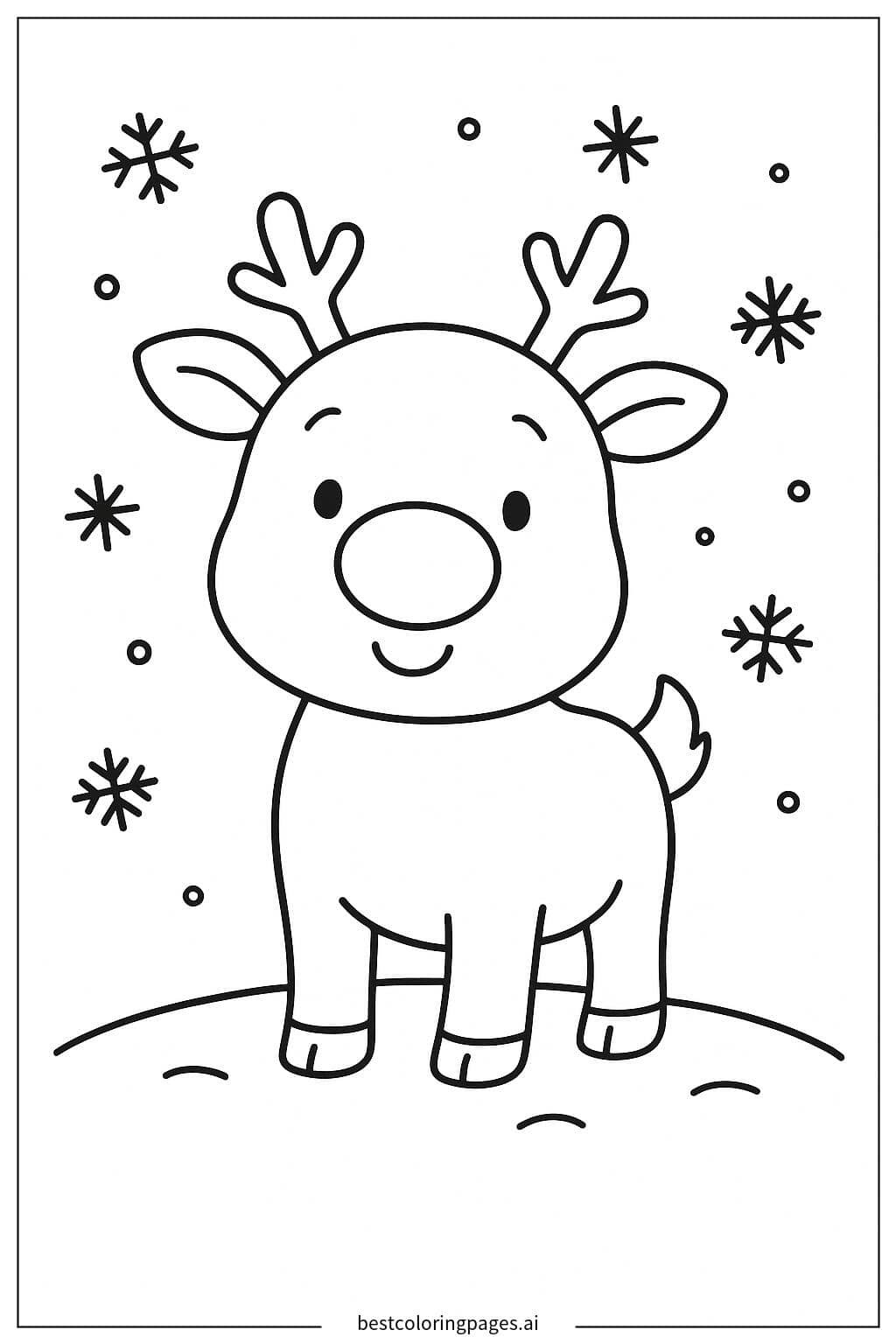 Desenhos de Rena em pé na neve para Colorir