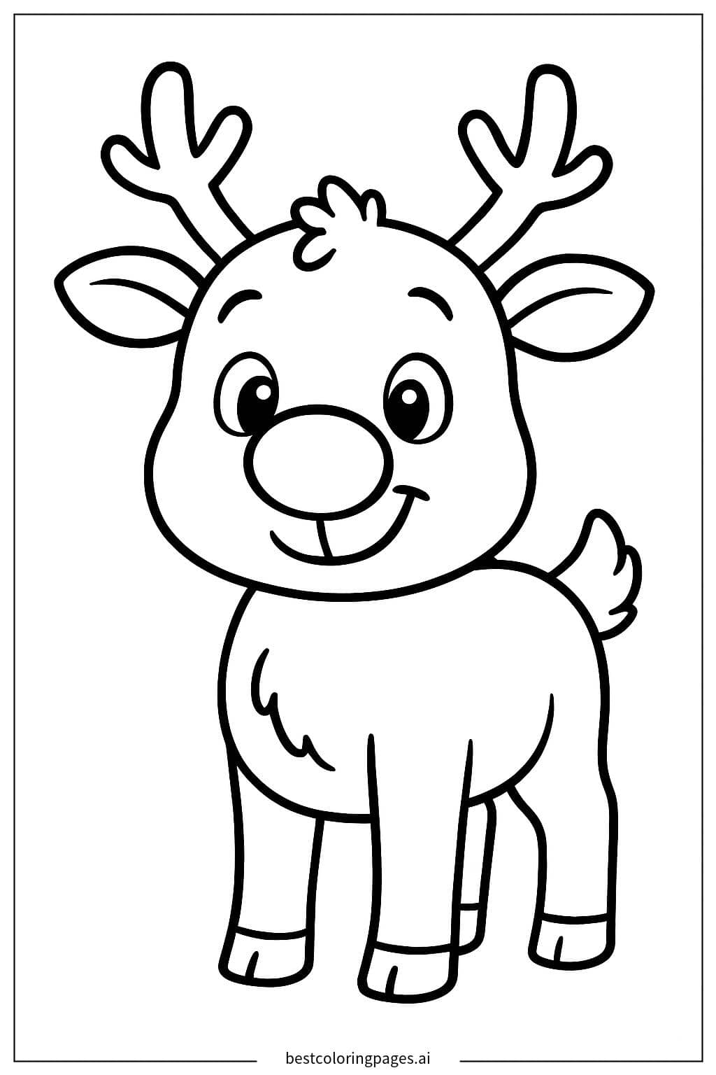 Cute Reindeer with a Red Nose Coloring Page