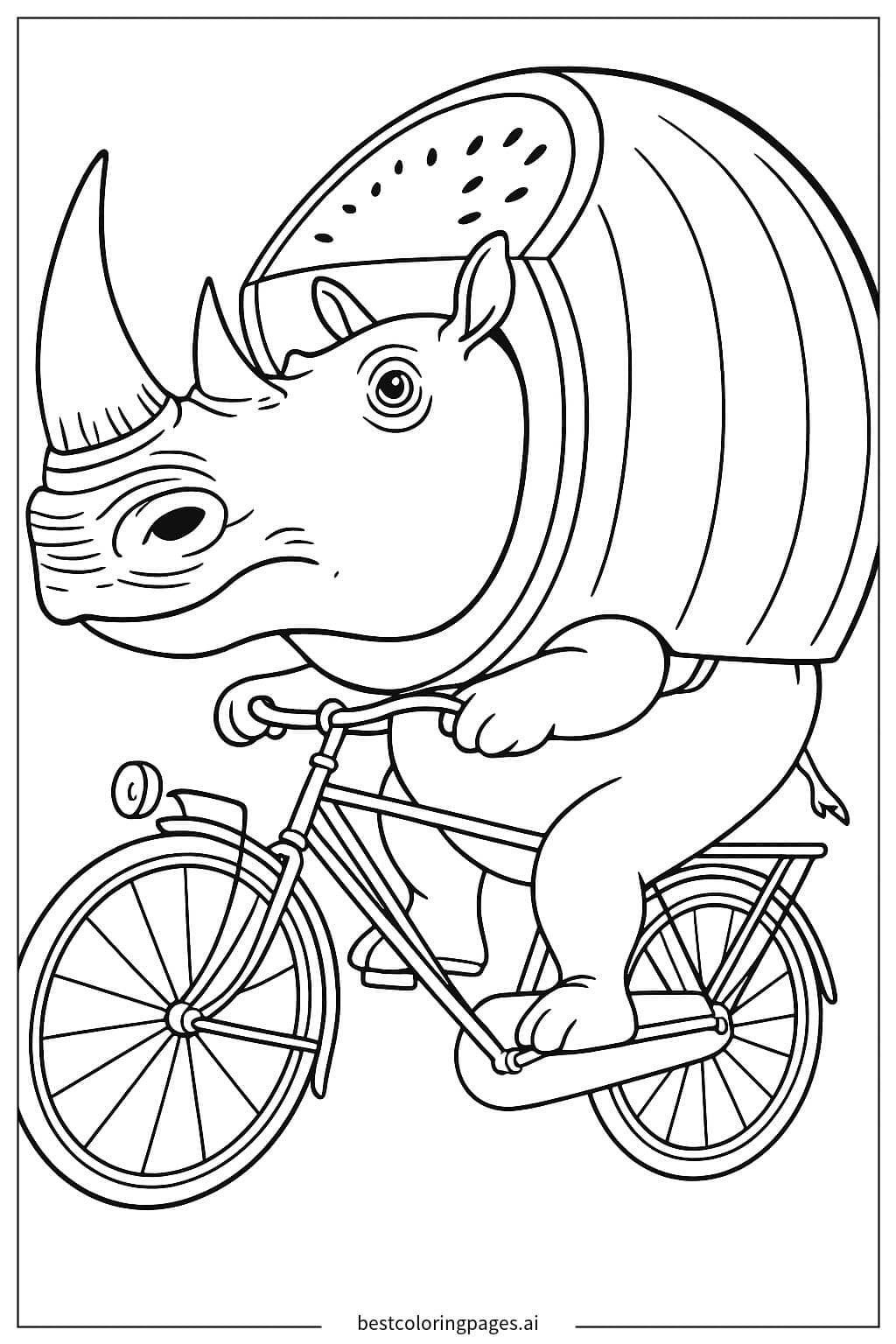Disegni di Rinoceronte in bicicletta da Colorare