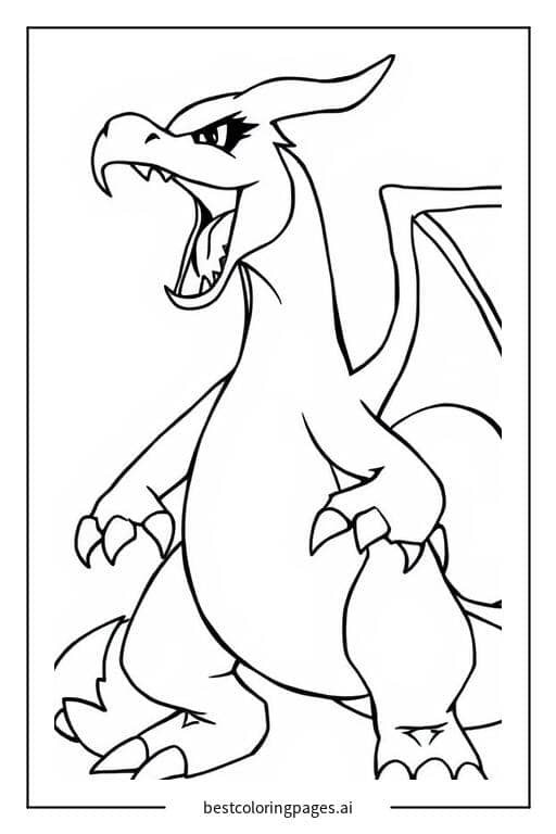 Roaring Charizard Coloring Page Coloring Page