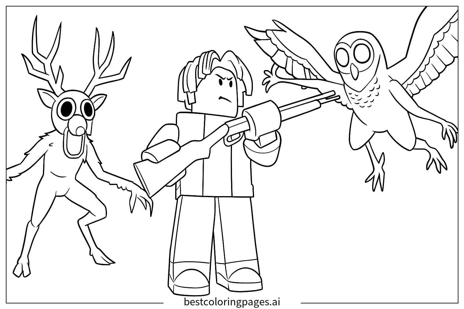 Desenhos de Sobrevivência na floresta de Roblox para Colorir