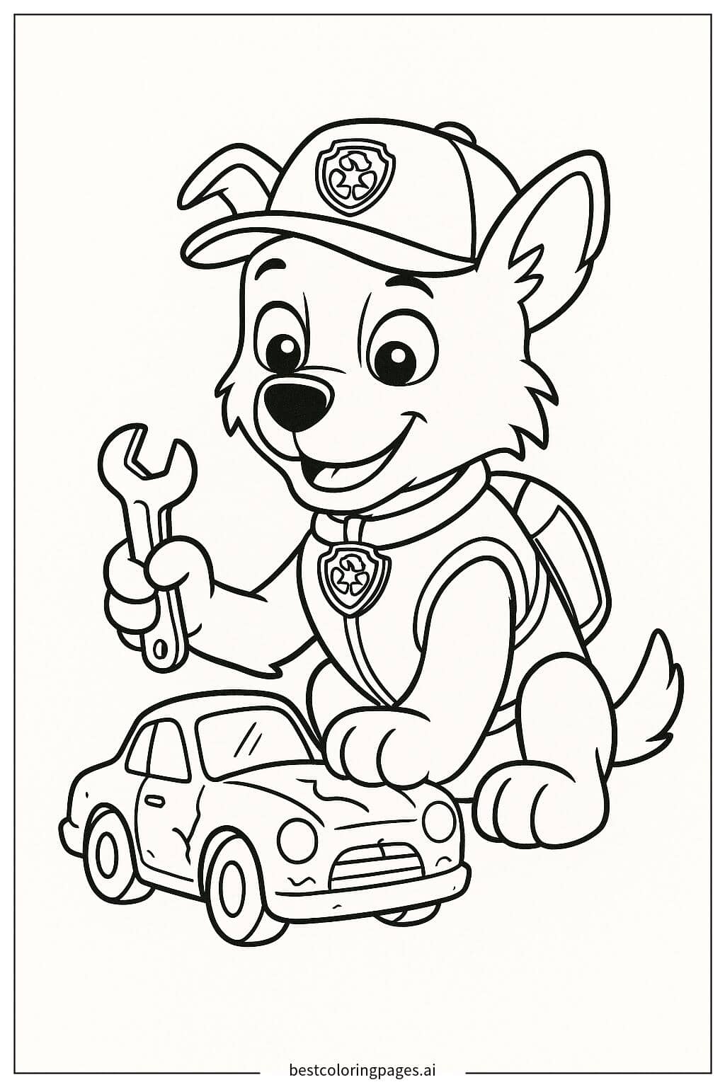 Rocky Fixing a Broken Toy Coloring Page