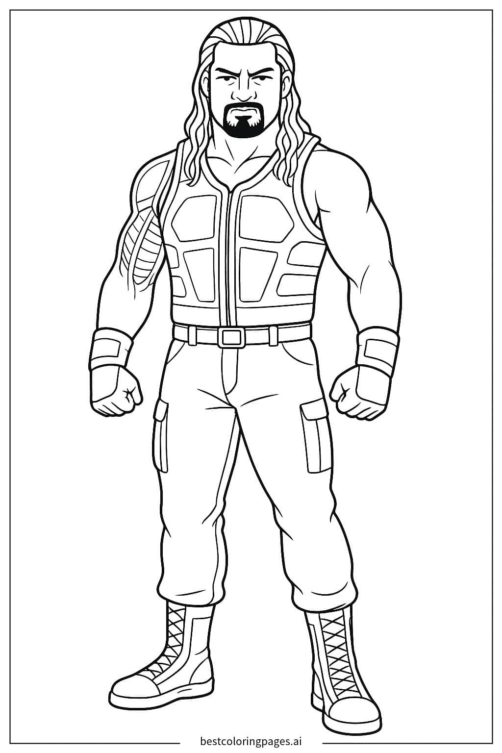 Desenhos de Roman Reigns em Pé para Colorir