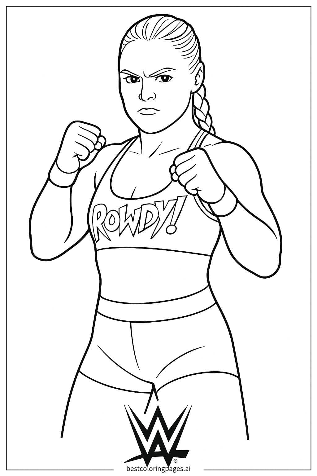 Desenhos de Ronda Rousey Pronta para Lutar para Colorir