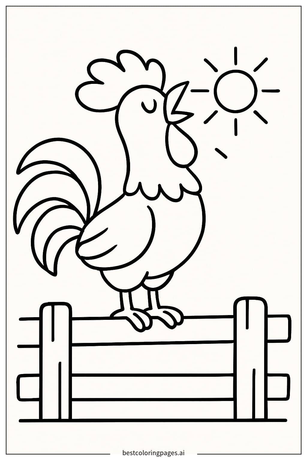 Dibujos de Gallo Cantando para Colorear