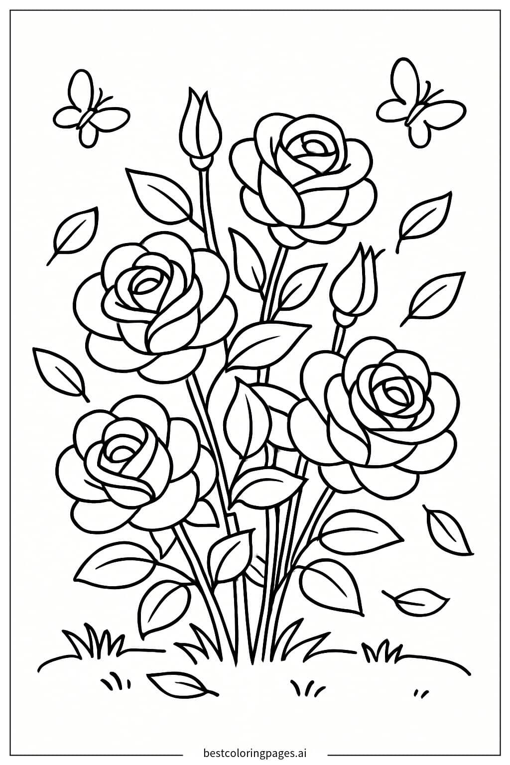 Beautiful Rose Bush Coloring Page