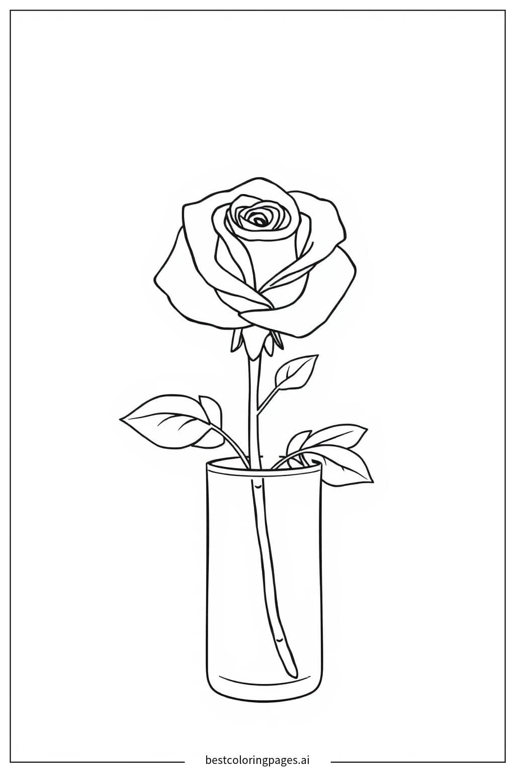 Disegni di Rosa nel Vaso da Colorare