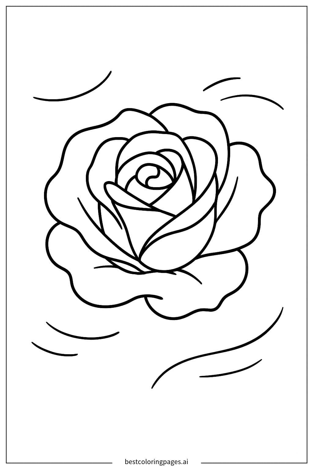 Rose in the Breeze Coloring Page
