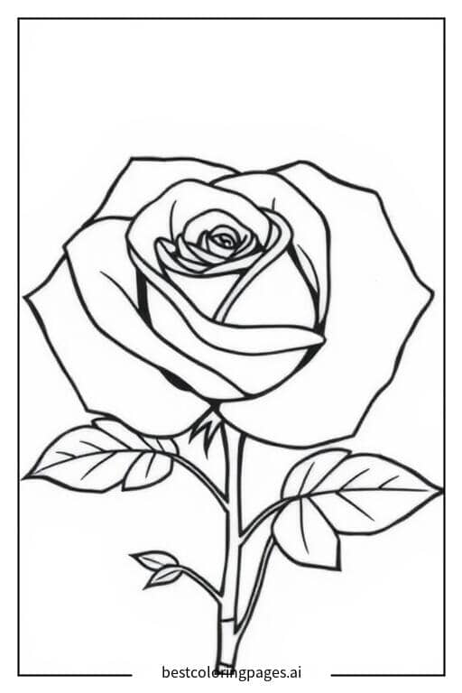 Disegni di Rosa con pochi petali da Colorare
