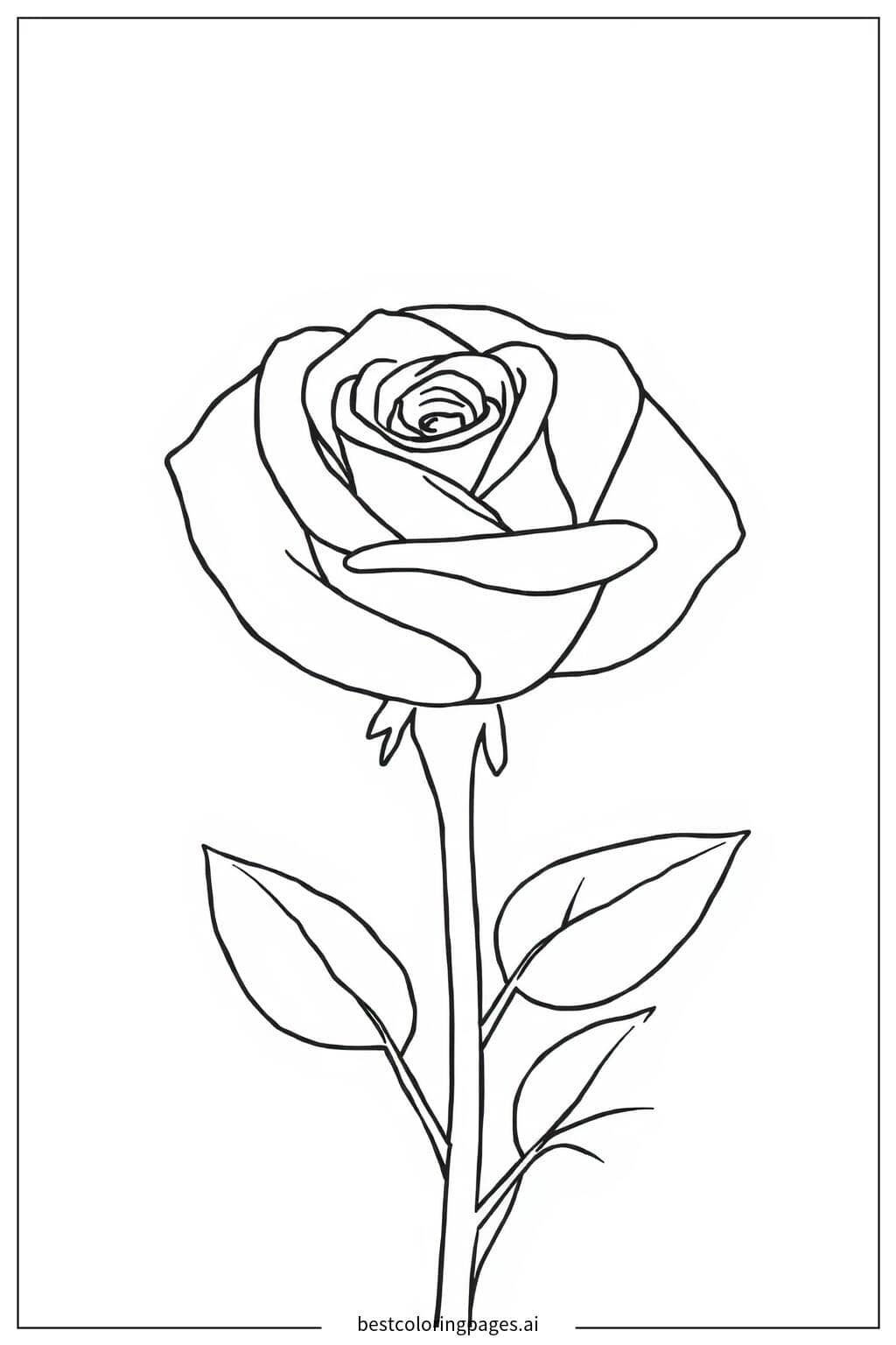 Disegni di Rosa con Gocce di Rugiada da Colorare