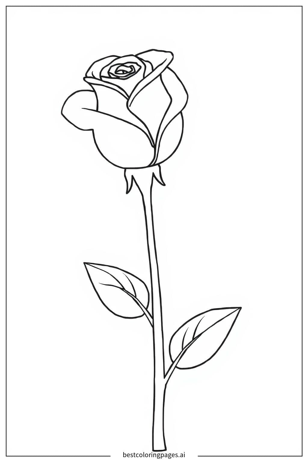 Disegni di Bocciolo di rosa pronto a sbocciare da Colorare