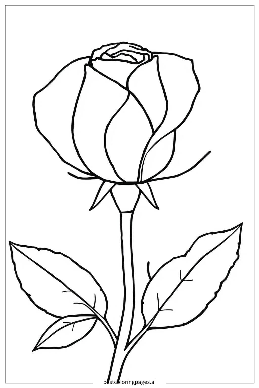 Disegni di Primo Piano di Bocciolo di Rosa da Colorare