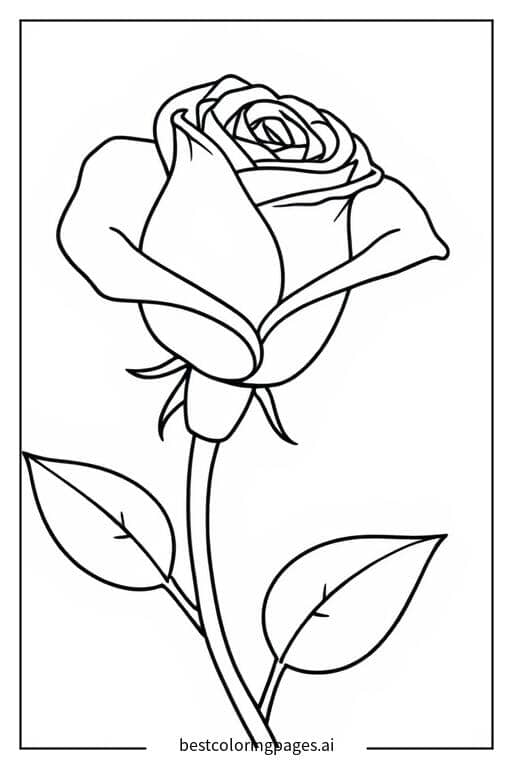 Disegni di Bocciolo di Rosa da Colorare
