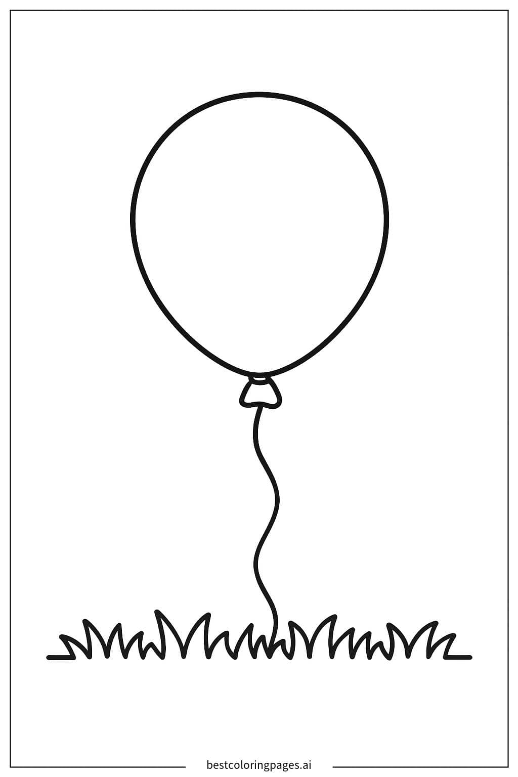 Gambar Mewarnai Balon Bulat di Atas Rumput