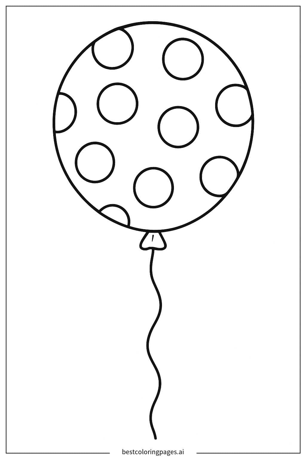 Gambar Mewarnai Balon Bundar dengan Pola Polkadot