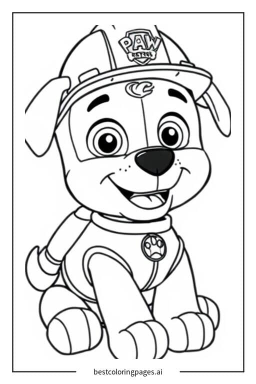 Coloriage Rubble avec son casque de construction