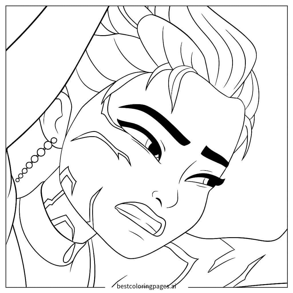 Rumi: Kpop Demon Hunter in Action Coloring Page