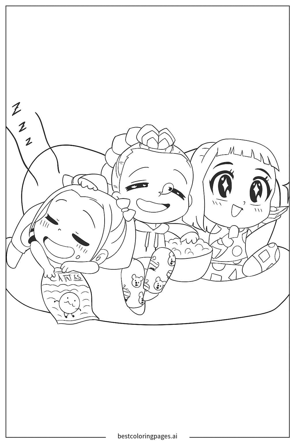 Rumi and the Three Friends Relaxing Coloring Page