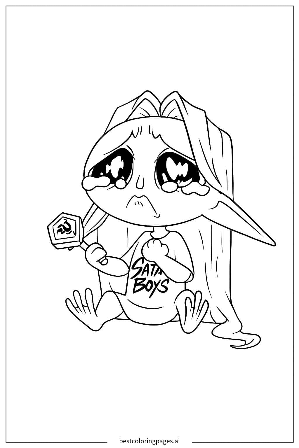 Sad Demon Boy Coloring Page