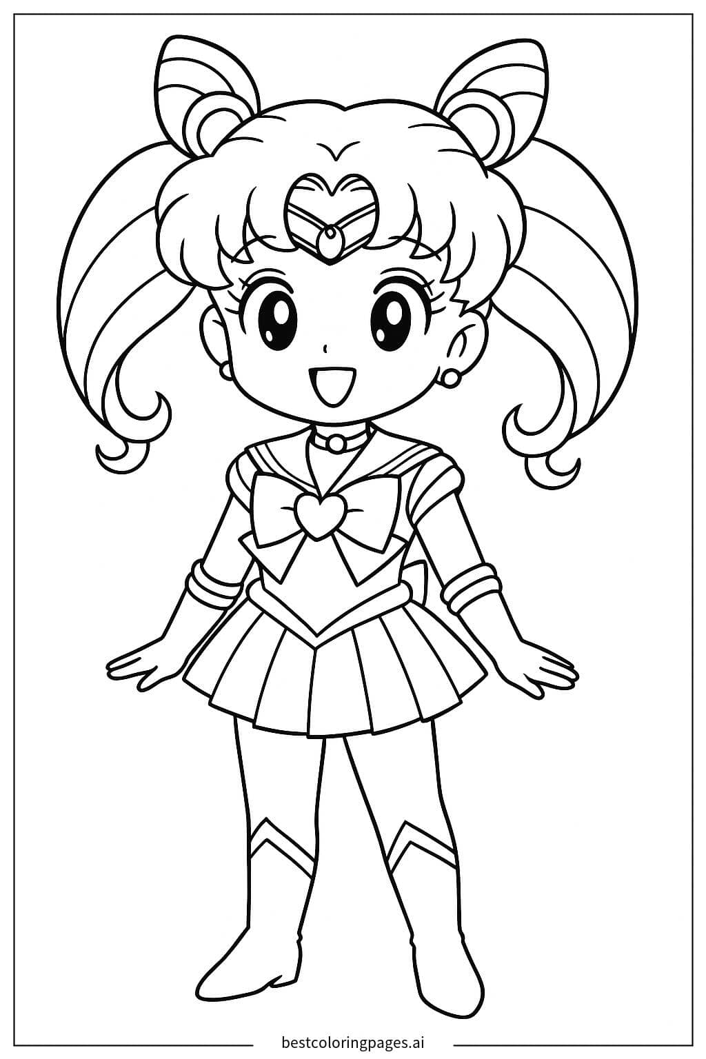 세일러 치비 문 미소짓기 색칠공부