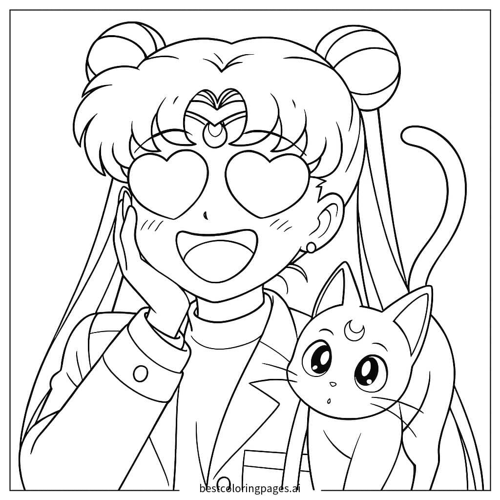 Coloriage Sailor Moon et Luna