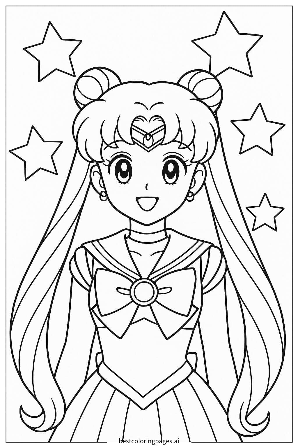 세일러문과 반짝이는 별들 색칠공부