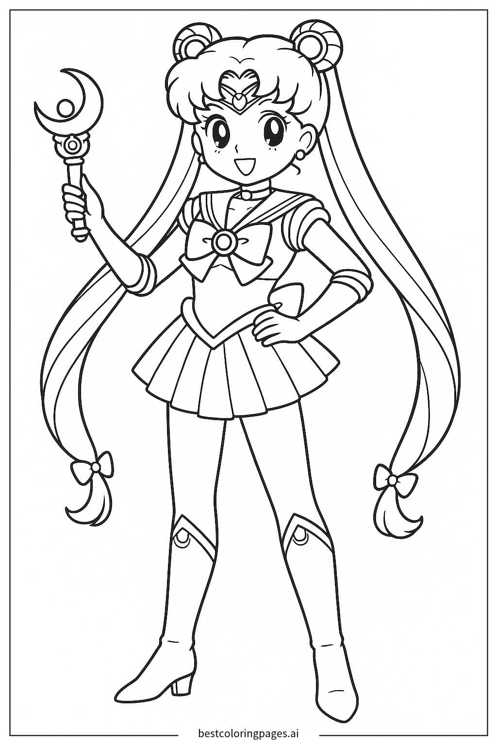 달의 지팡이를 든 세일러문 색칠공부