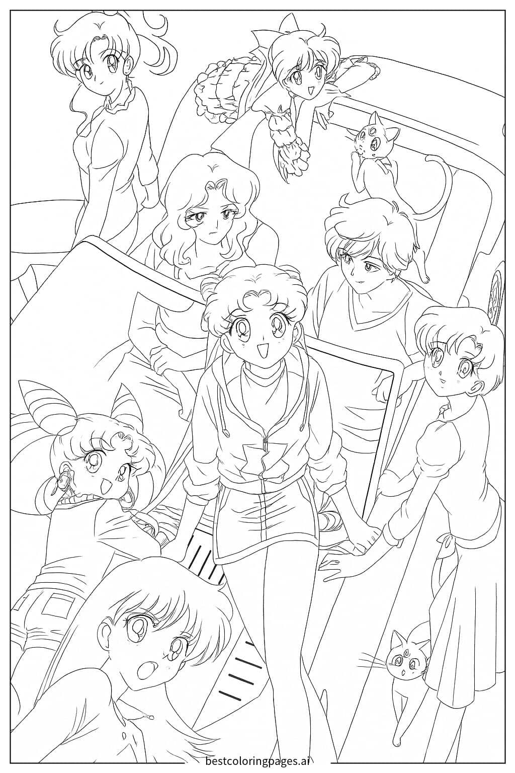 美少女戰士團隊肖像 著色圖