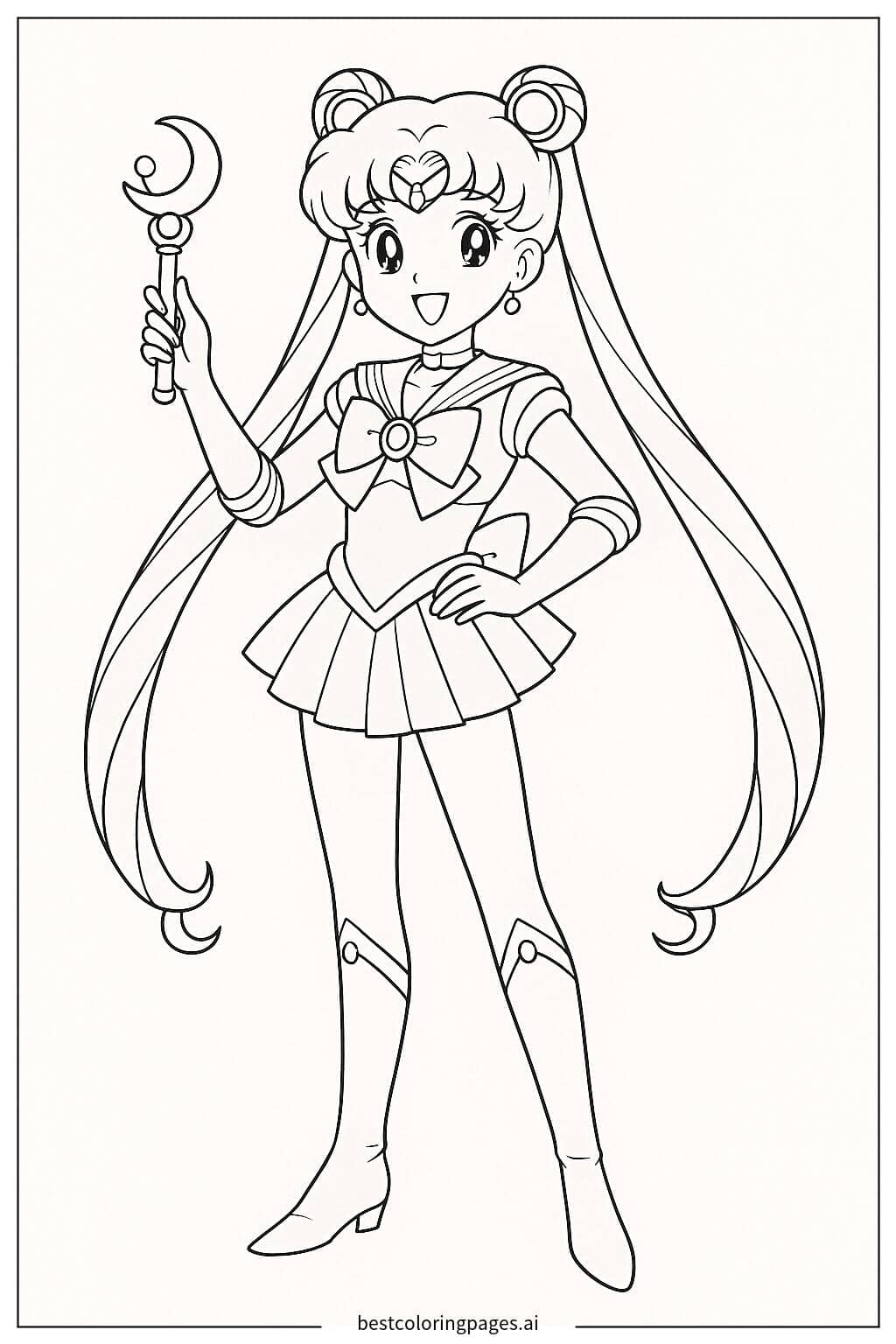 Sailor Moon Waving Her Magical Wand Coloring Page