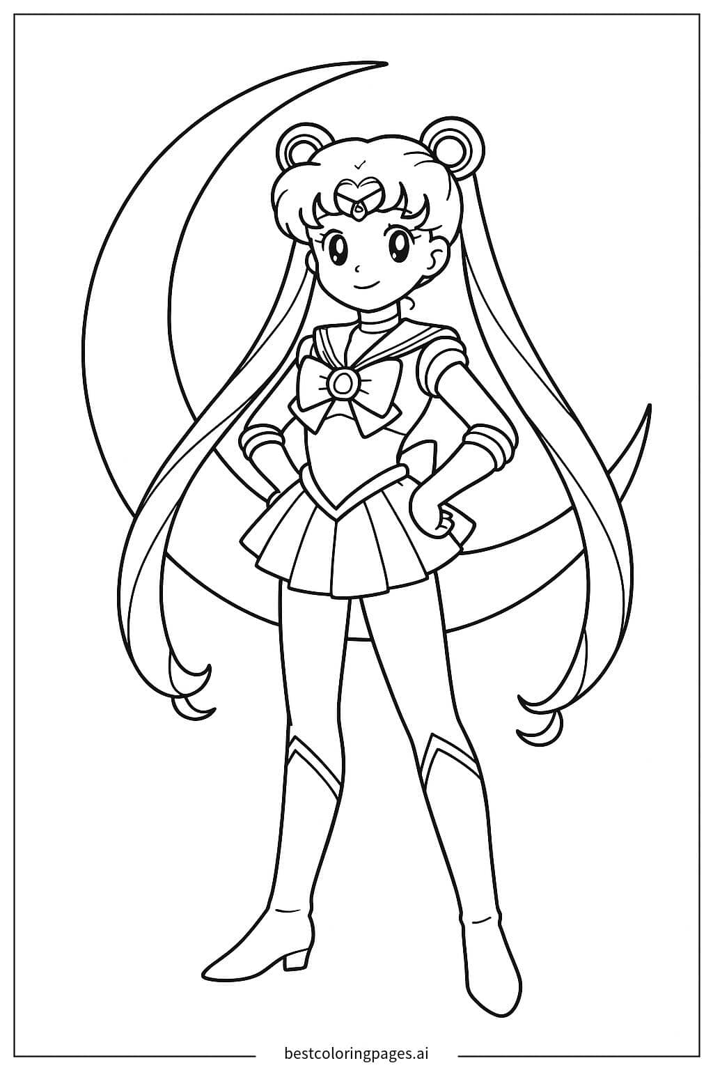 Coloriage Sailor Moon avec croissant de lune