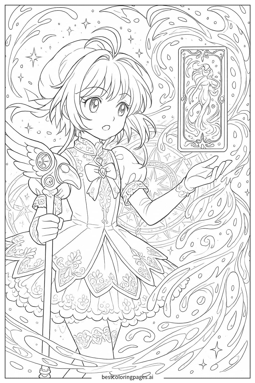 Раскраски Сакура вызывает карту воды