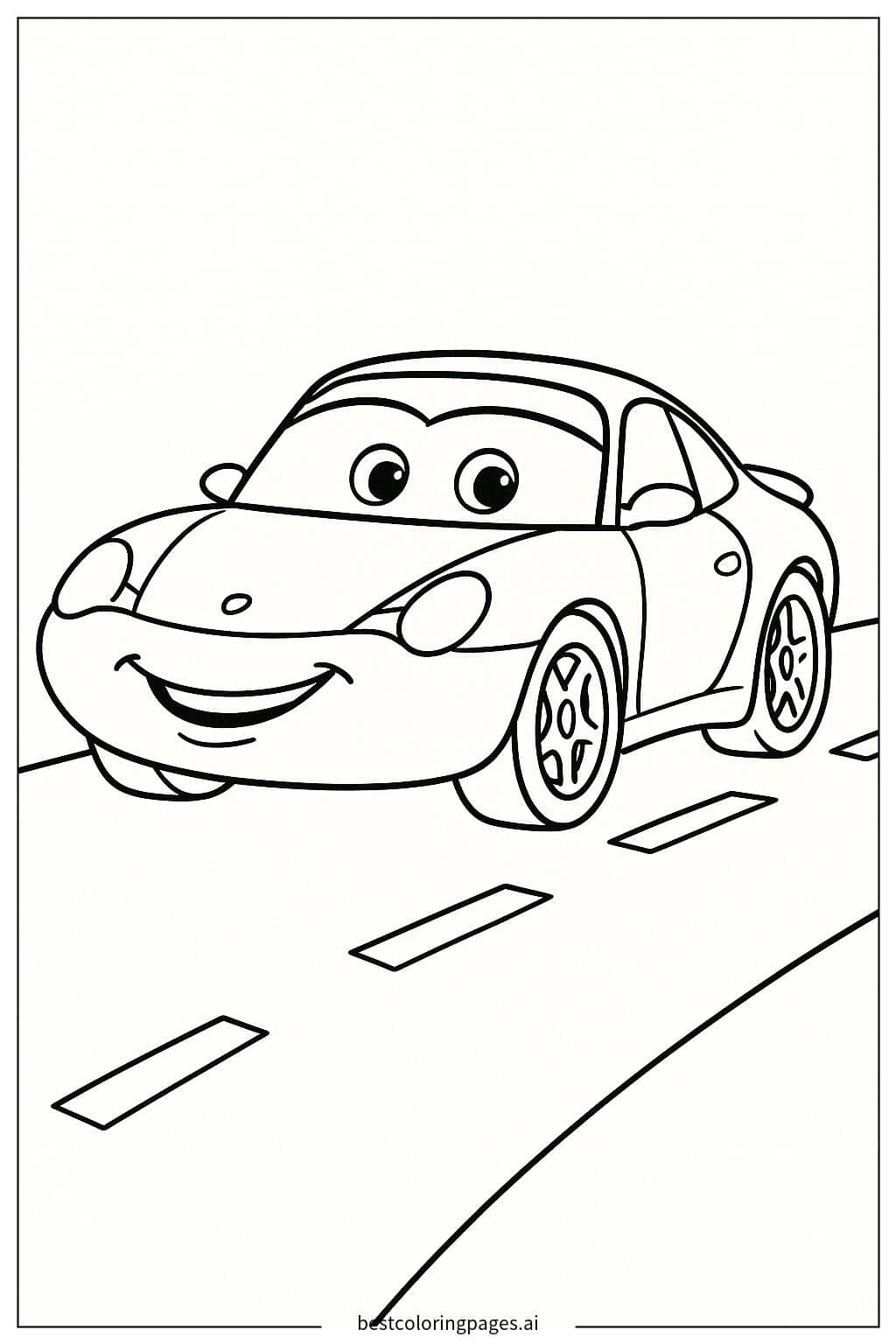 ภาพระบายสี แซลลี่ขับรถบนถนน