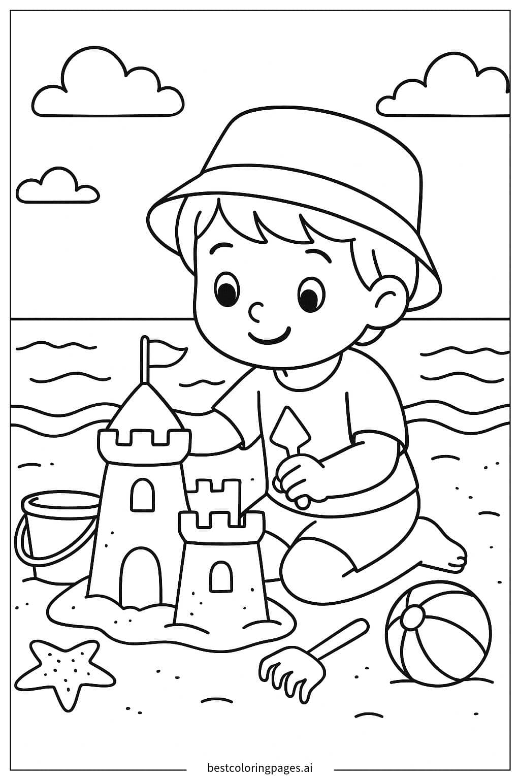 Sandburgen Bauen Ausmalbilder