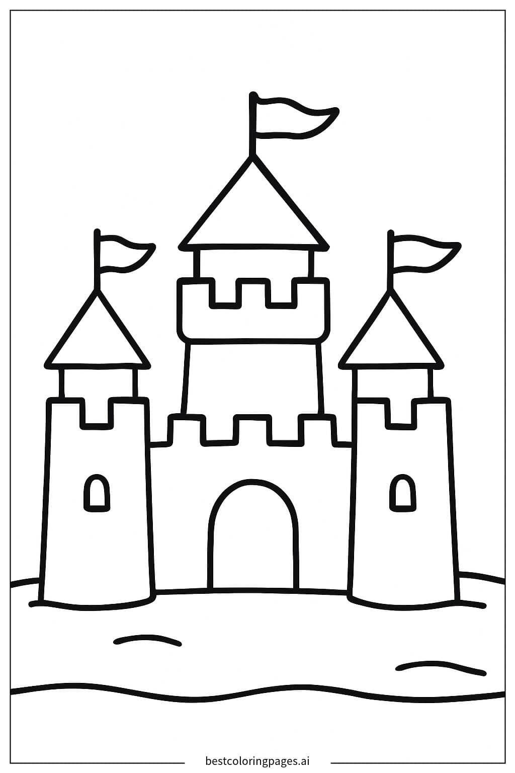 Sandcastle by the Seashore Coloring Page