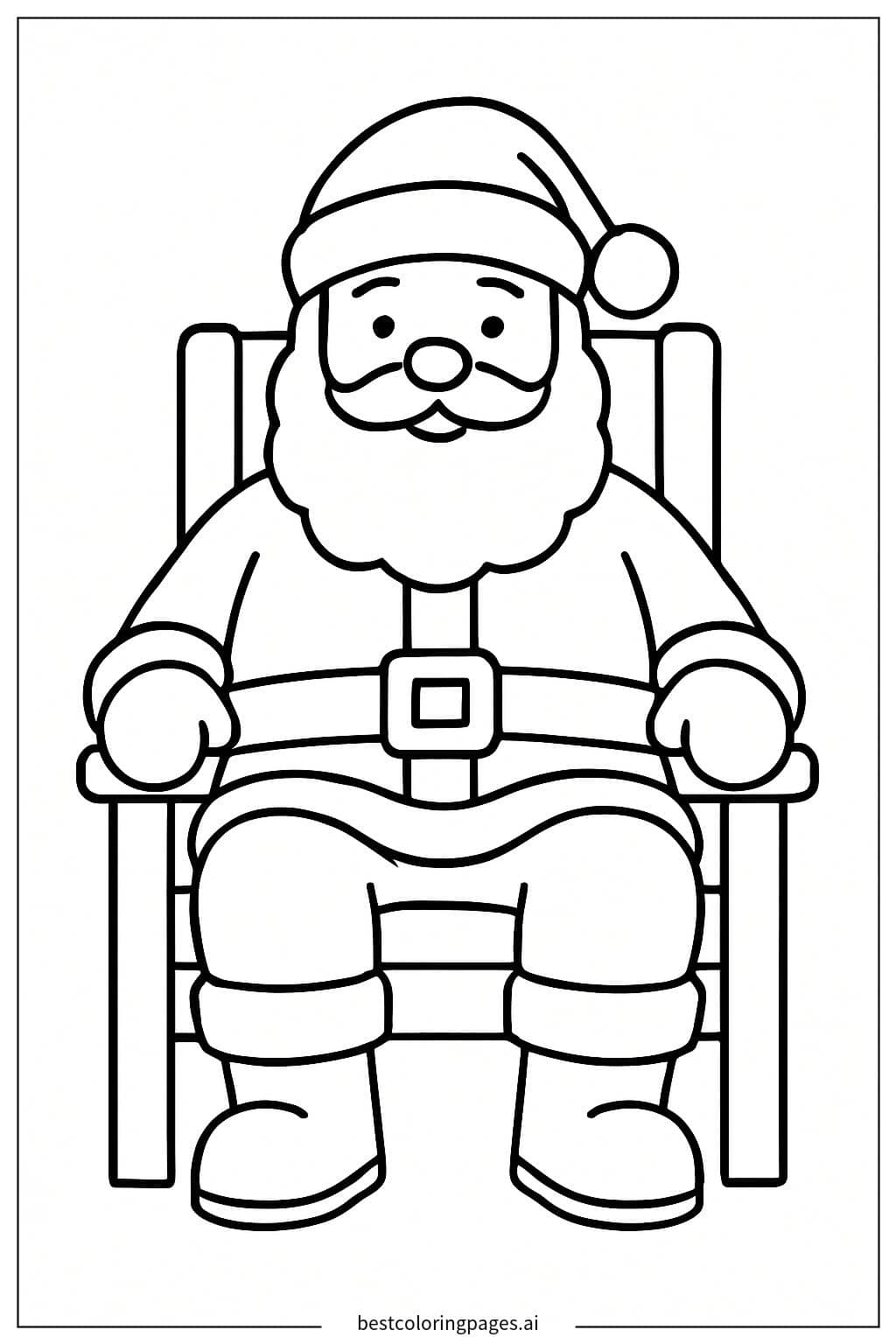 Gambar Mewarnai Santa Claus Duduk di Kursi