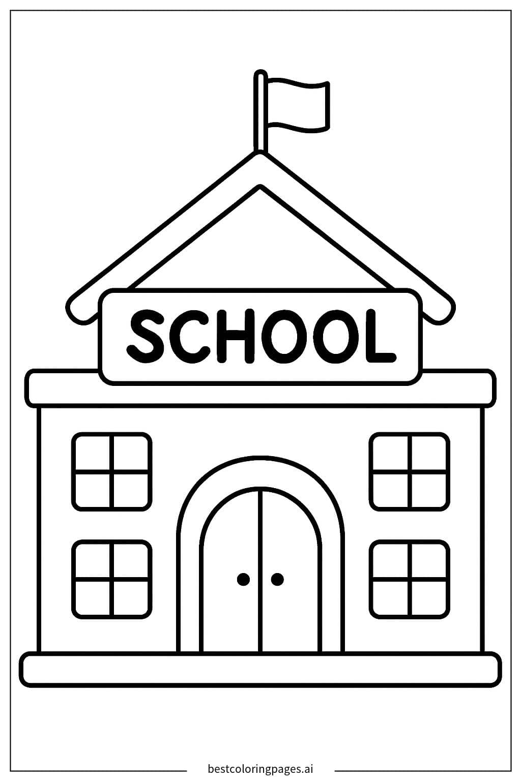 学校建筑涂色页 涂色页