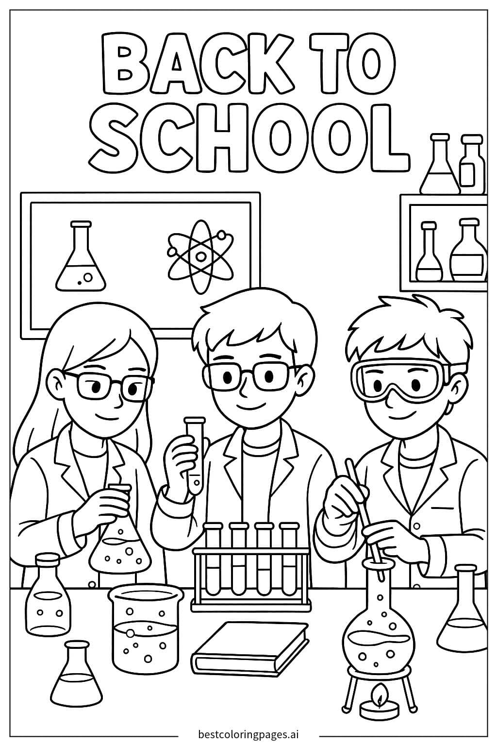 实验室里的科学实验 涂色页