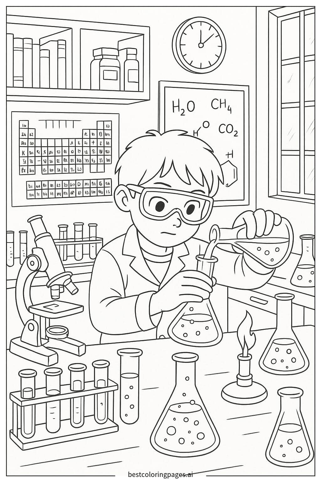Exciting Science Lab Experiment Coloring Page