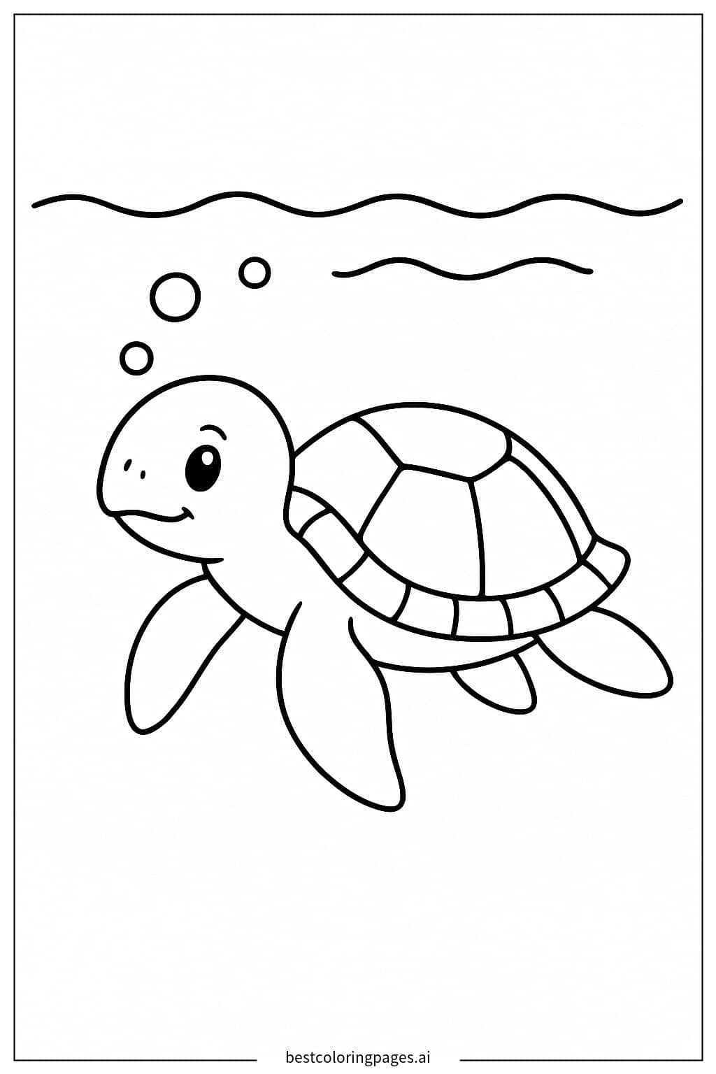Sea Turtle Floating Near the Surface Coloring Page