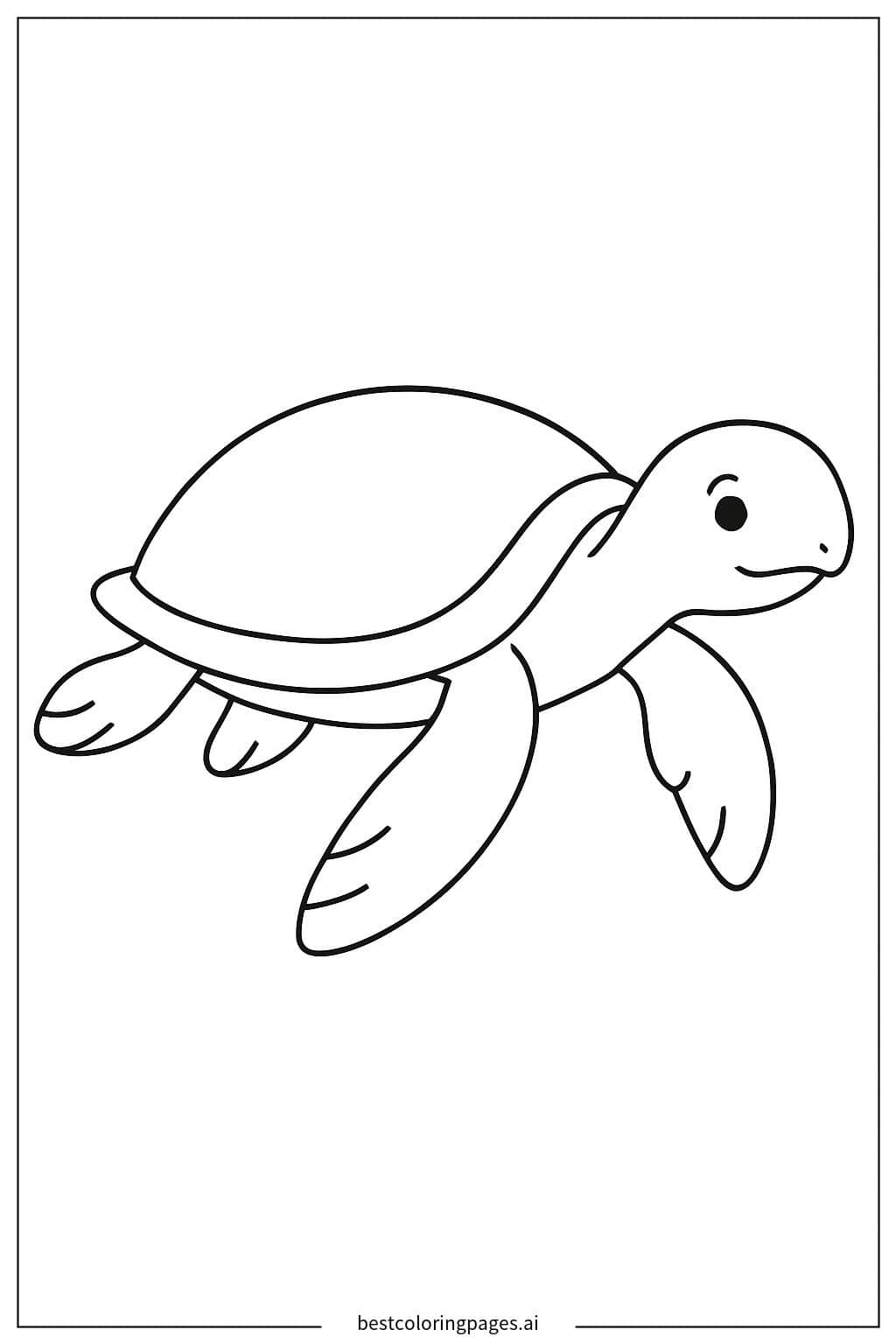 Gentle Sea Turtle Swimming Coloring Page