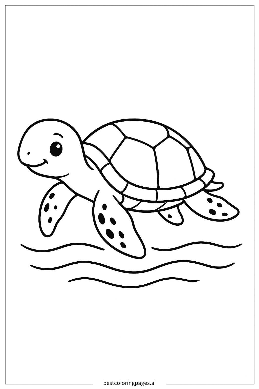 Peaceful Sea Turtle Swimming Coloring Page