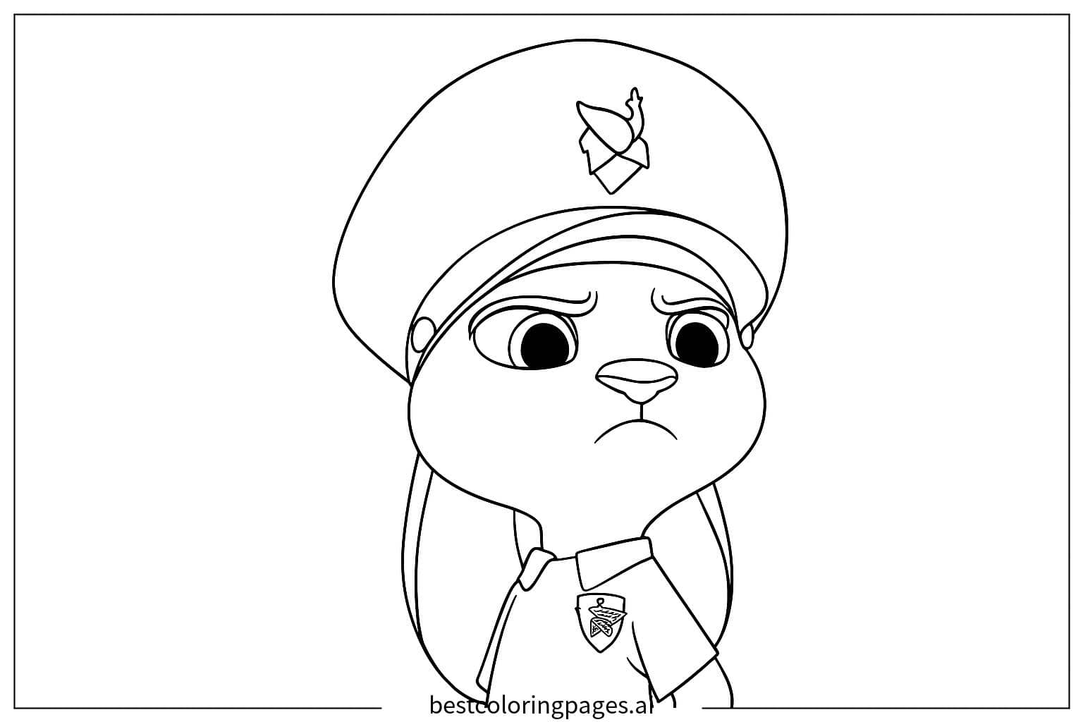 严肃的兔子警官 涂色页